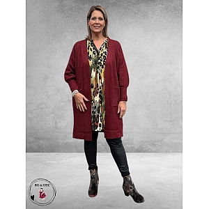 NO.1 BY OX Cardigan Long Ballonmouw Syrah Red